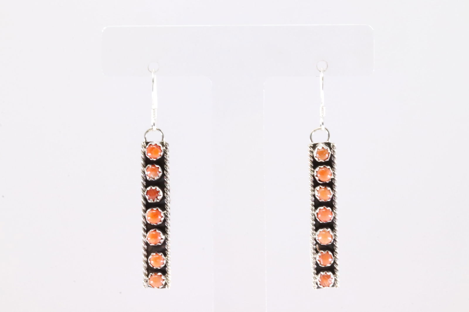 America Sterling Silver Coral Dangling Earring's.: This is a America Sterling Silver Coral Dangling Earring's.
