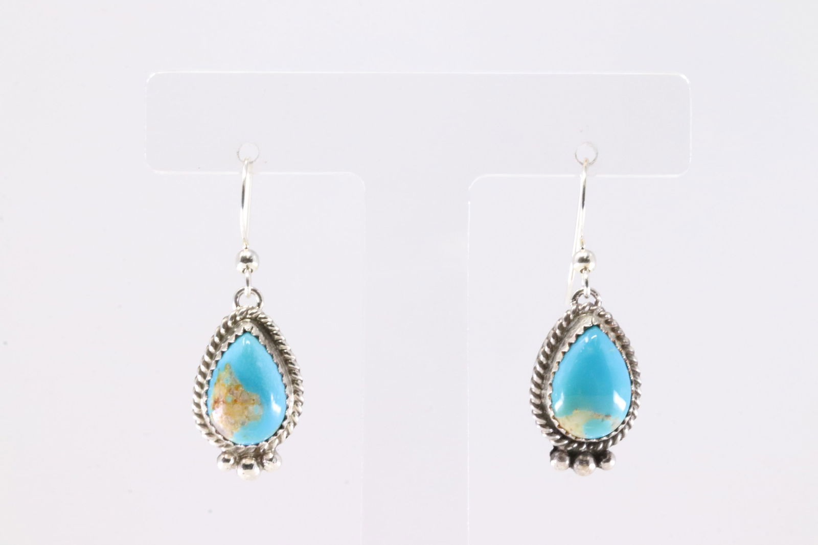 Native America Navajo Sterling Silver Kingman Turquoise Dangling Earring's By Trish Largo.: This is a Native America Navajo Sterling Silver Kingman Turquoise Dangling Earring's By Trish Largo.
