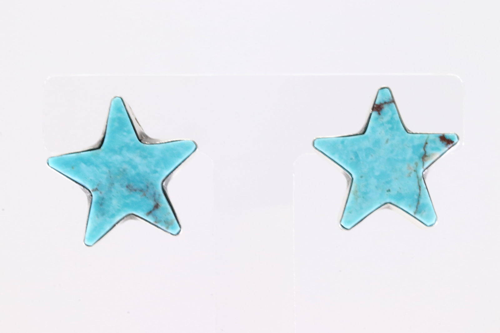 Native America Navajo Sterling Silver Kingman Turquoise Star Post Earring's By Donovan Skeets.: This is a Native America Navajo Sterling Silver Kingman Turquoise Star Post Earring's By Donovan Skeets.