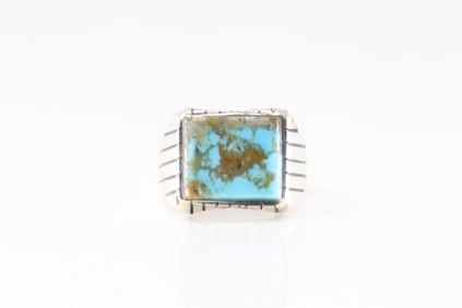 Native America Navajo Sterling Silver Turquoise Ring By R.