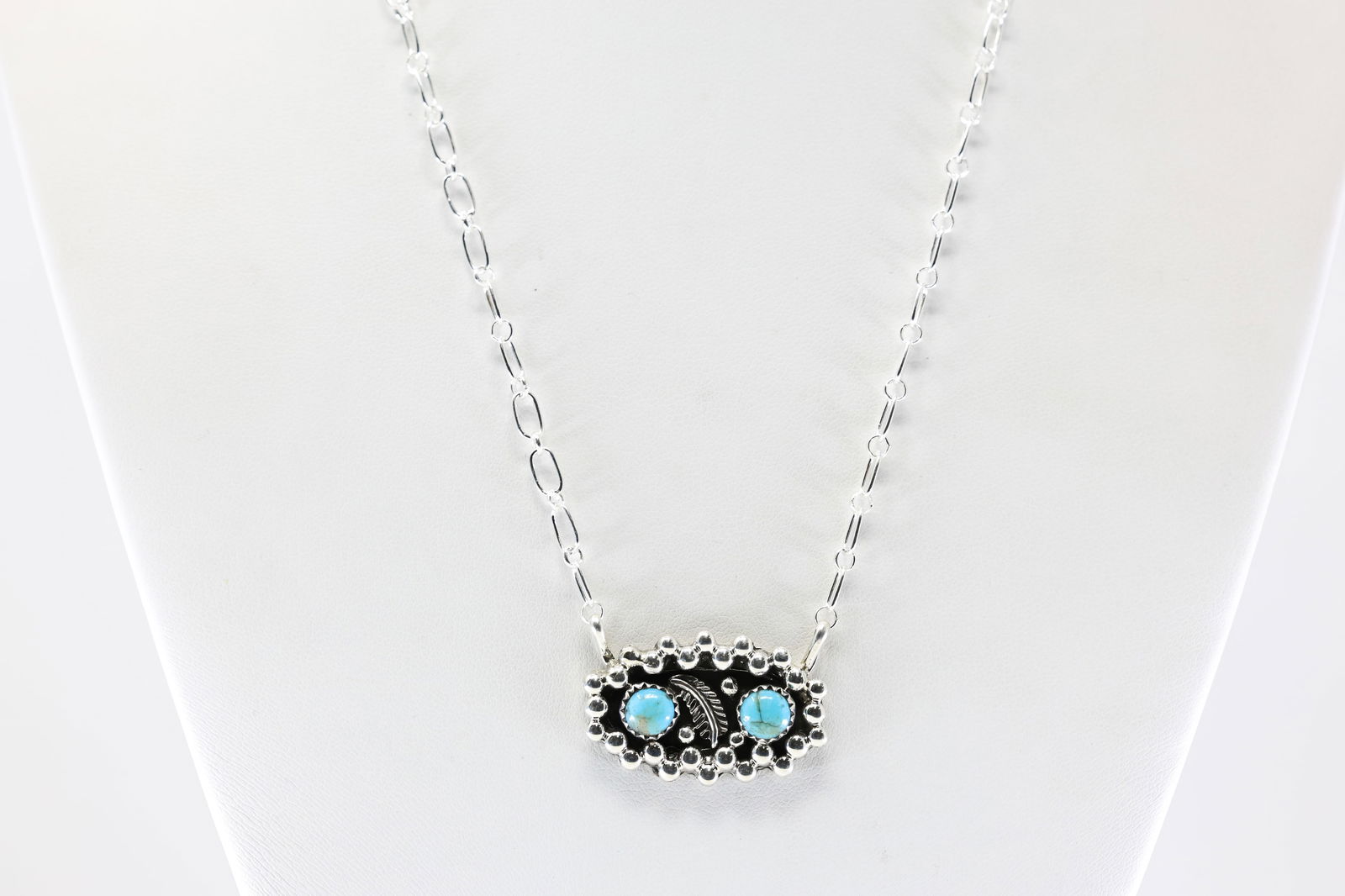 Native America Navajo Sterling Silver Turquoise Necklace By Suzanna Johnson.: This is a Native America Navajo Sterling Silver Turquoise Necklace By Suzanna Johnson. From R.B Company. Necklace length: 18.00"