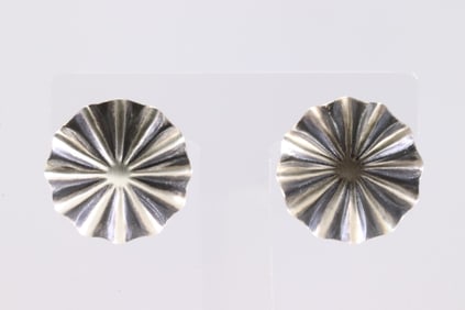 Native American Navajo Sterling Silver Solid Post Earring's By Arlene Soce.