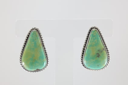 Native America Navajo Sterling Silver Royston Turquoise Post Earring's By Chassity Belone.