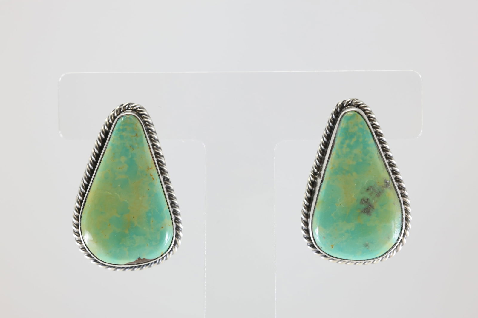 Native America Navajo Sterling Silver Royston Turquoise Post Earring's By Chassity Belone.: This is a Native America Navajo Sterling Silver Royston Turquoise Post Earring's By Chassity Belone.