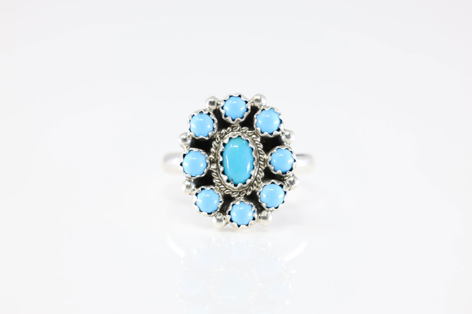 Native America Navajo Sterling Silver Turquoise Ring By N.K.: This is a Native America Navajo Sterling Silver Turquoise Ring By N.K. Ring size: 6.50.