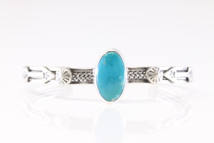 America Sterling Silver Turquoise Bracelet Cuff.