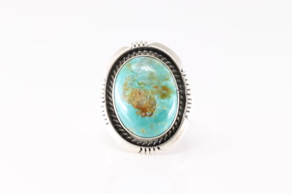 Native American Navajo Sterling Silver Turquoise Ring By A.M.