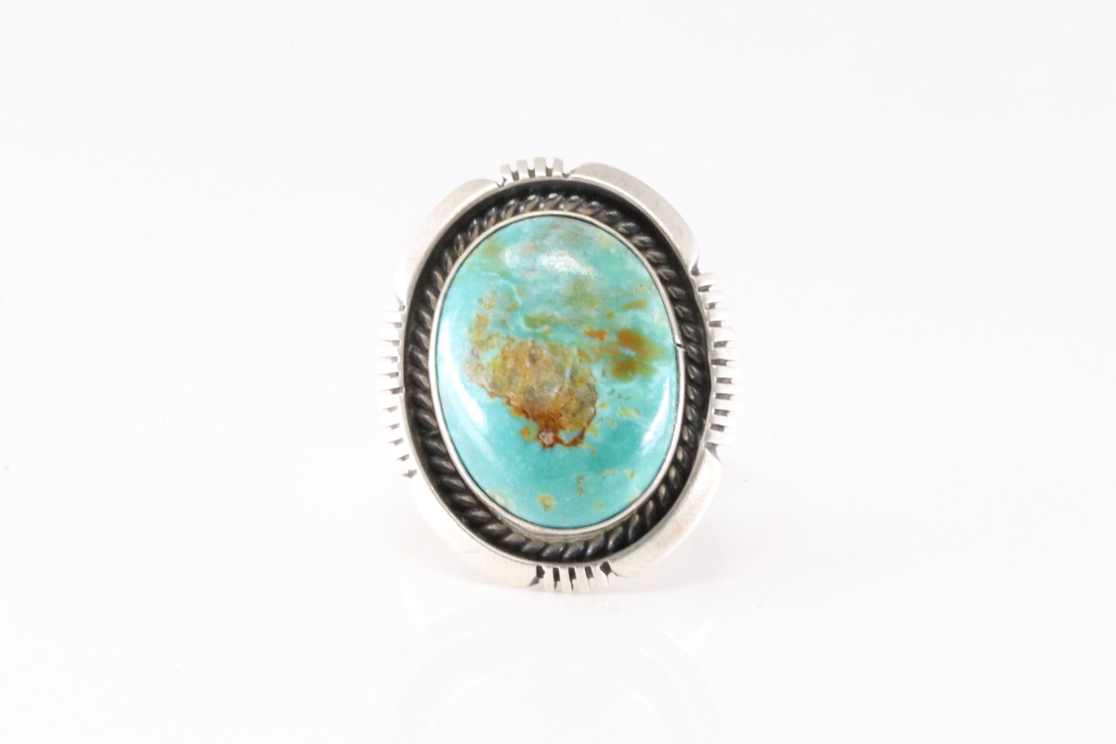 Native American Navajo Sterling Silver Turquoise Ring By A.M. (1 of 4)
