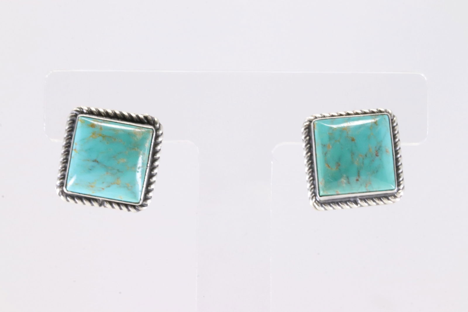 Native America Navajo Sterling Silver Kingman Turquoise Post Earring's By Judith Dixon.: This is a Native America Navajo Sterling Silver Kingman Turquoise Post Earring's By Judith Dixon.