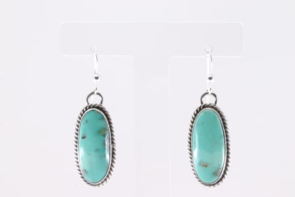Native America Navajo Sterling Silver Kingman Turquoise Dangling Earring's By Chassity Belone.