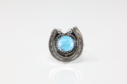 America Sterling Silver Turquoise Naja Ring.