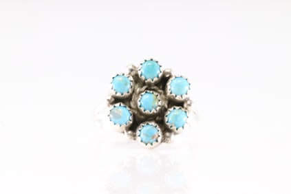 Native America Navajo Sterling Silver Turquoise Ring By M.R.