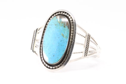 America Sterling Silver Turquoise Bracelet Cuff.