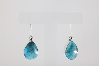 Native America Navajo Sterling Silver Turquoise Dangling Earring's By Sadie Jim. From R.B Company.