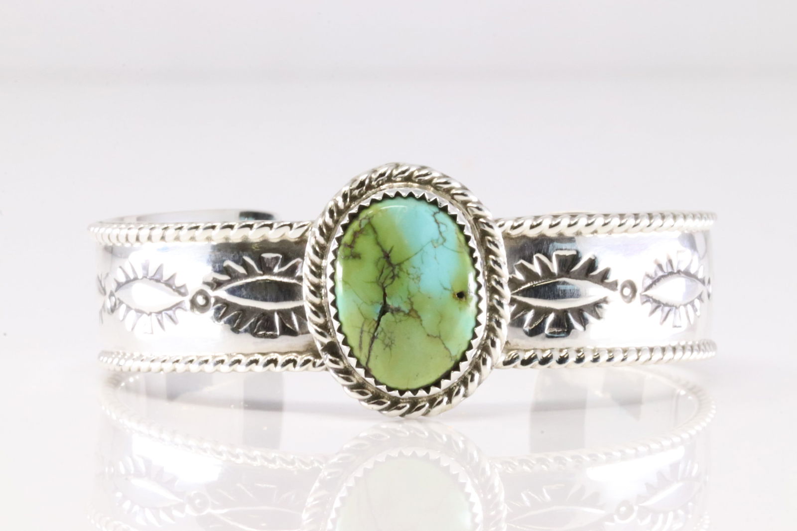 Native America Navajo Sterling Silver Sonora Gold Turquoise Bracelet By Jason Bahe.: This is a Native America Navajo Sterling Silver Sonora Gold Turquoise Bracelet By Jason Bahe.