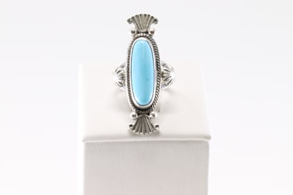 Native America Navajo Sterling Silver Turquoise Ring By Marita Benally. From R.B Company.
