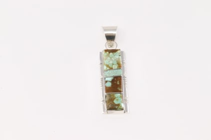 Native America Navajo Sterling Silver Turquoise Pendant By Steve Francisco.