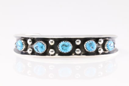 Native America Navajo Sterling Silver Turquoise Bracelet Cuff By Paul Largo.