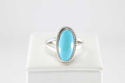 Native America Navajo Sterling Silver Turquoise Ring By J.