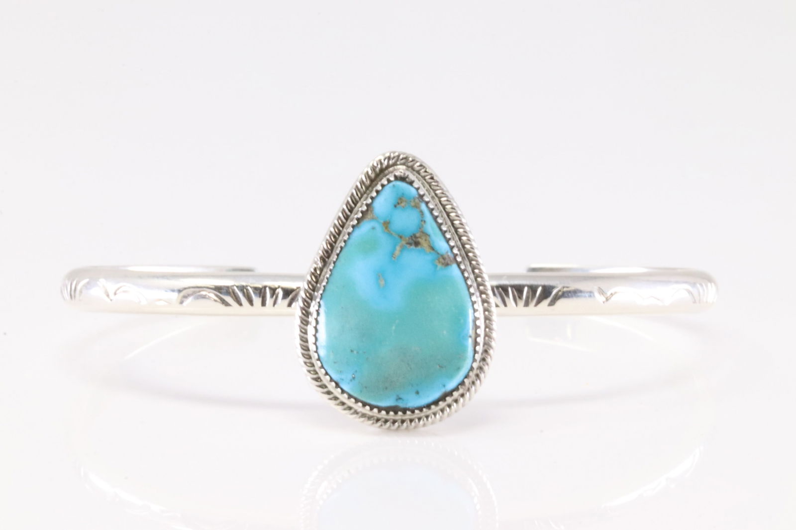 Native America Navajo Sterling Silver Turquoise Bracelet Cuff By Suzanna Johnson.: This is a Native America Navajo Sterling Silver Turquoise Bracelet Cuff By Suzanna Johnson. From R.B Company.