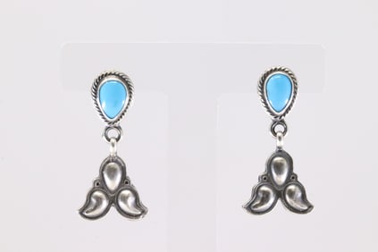 America Sterling Silver Turquoise Post / Dangling Earring's.