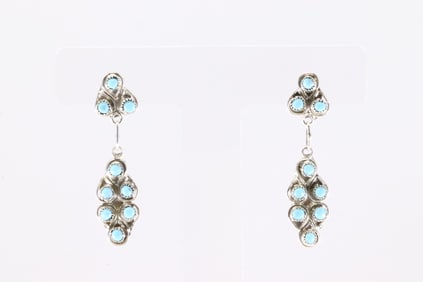 America Sterling Silver Turquoise Post / Dangling Earring's.