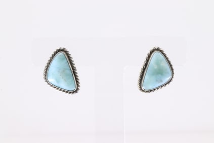 Native America Navajo Sterling Silver Larimar Post Earring's By Elouise Kee.