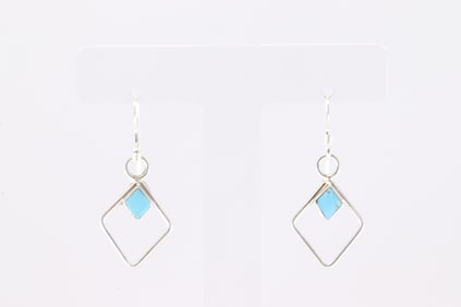 America Sterling Silver Turquoise Dangling Earring's.