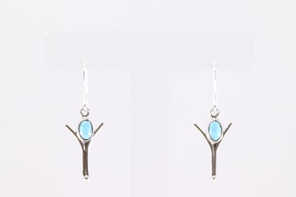 Native America navajo Sterling Silver Turquoise Dangling Earring's By Gary Shorty. From R.B Company.