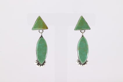 Native America Navajo Sterling Silver Turquoise Post Dangling Earring's By Selina Warner.
