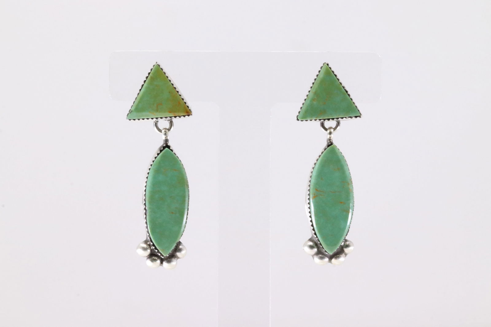 Native America Navajo Sterling Silver Turquoise Post Dangling Earring's By Selina Warner.: This is a Native America Navajo Sterling Silver Turquoise Post Dangling Earring's By Selina Warner. Stamp S.W.