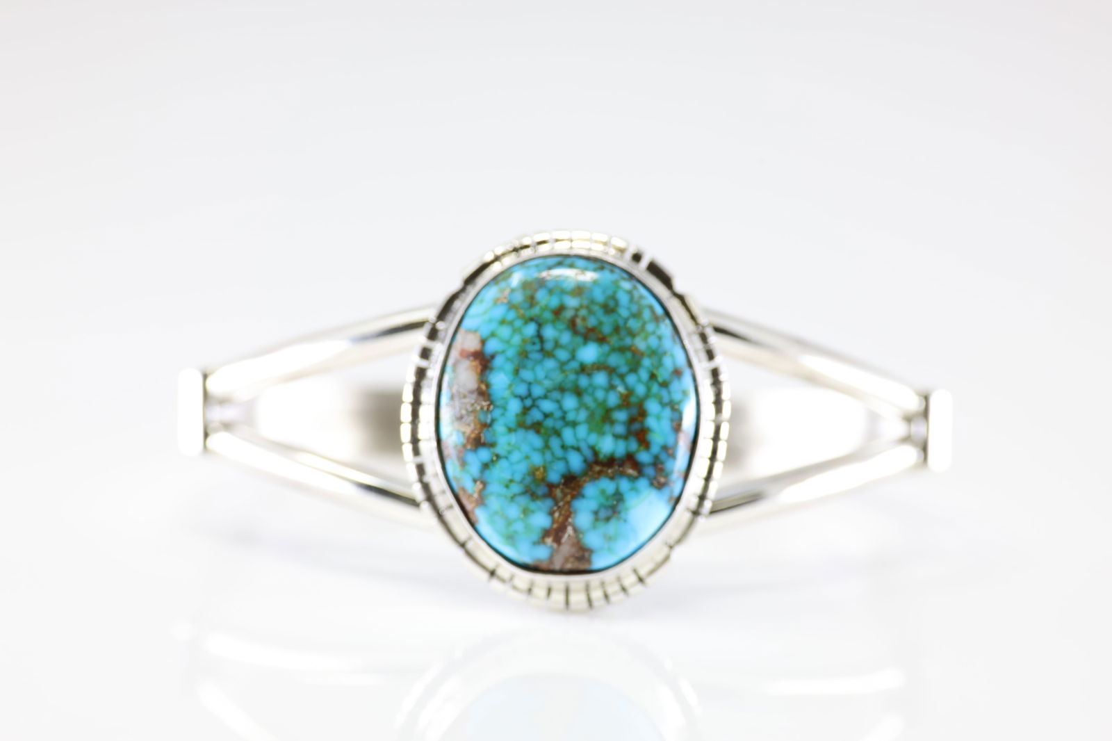 Native America Navajo Sterling Silver Kingman Turquoise Bracelet Cuff By S.E. (1 of 4)