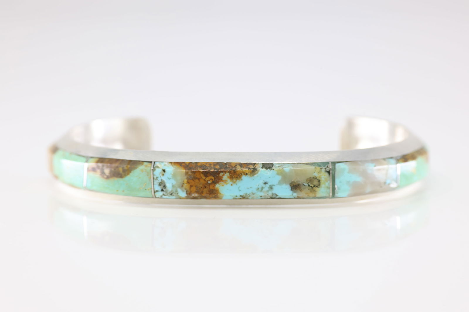 Native America Navajo Sterling Silver Number 8 Turquoise Bracelet Cuff By Brandon Etcitty.: This is a Native America Navajo Sterling Silver Number 8 Turquoise Bracelet Cuff By Brandon Etcitty.