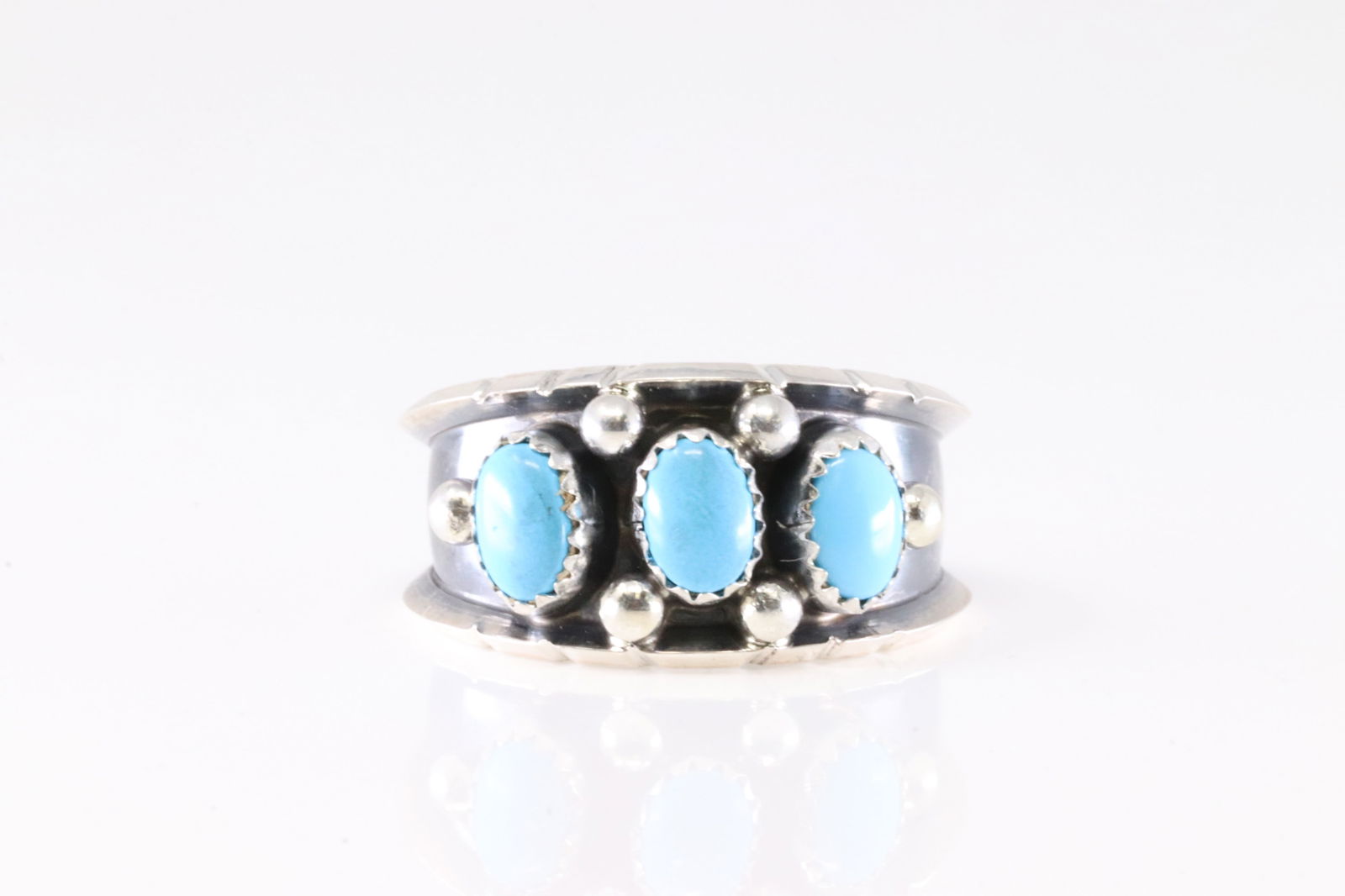 Native America Navajo Sterling Silver Turquoise Ring By Reed C. (1 of 4)