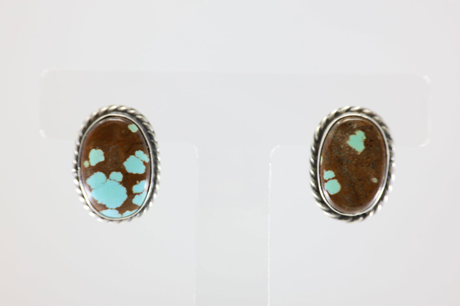 Native America Navajo Sterling Silver Number 8 Turquoise Post Earring's By Elouise Kee. (1 of 4)