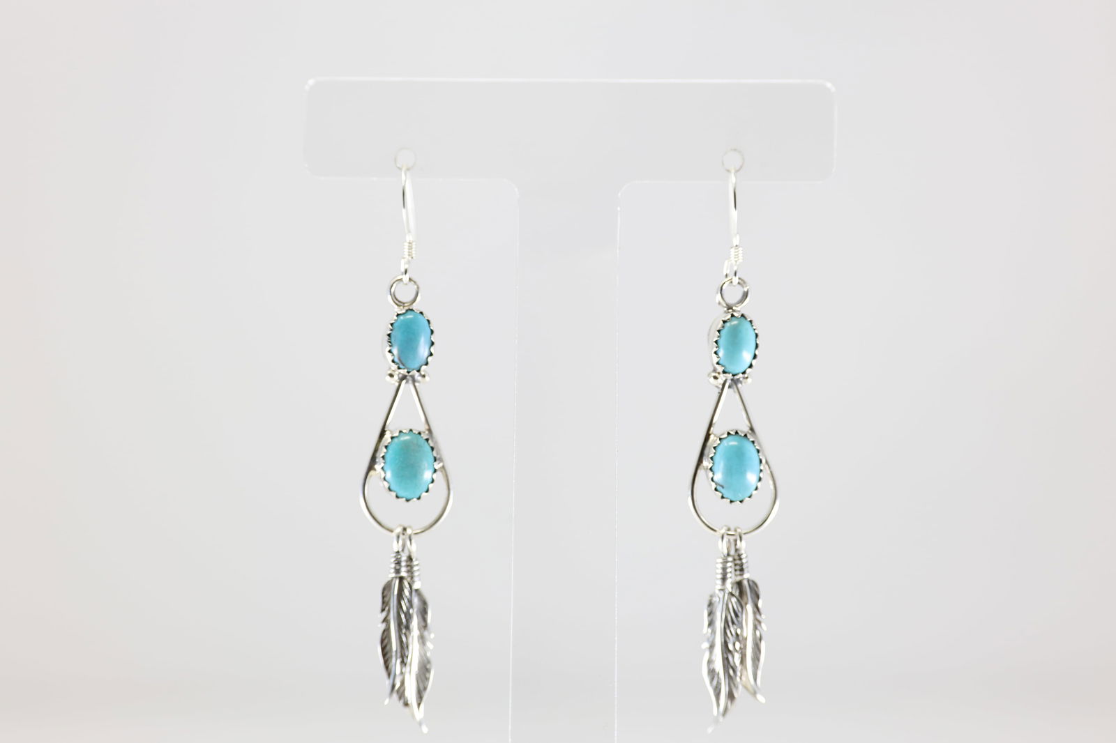 Native America Navajo Sterling Silver Turquoise Dangling Earring's By Sadie Jim. (1 of 4)