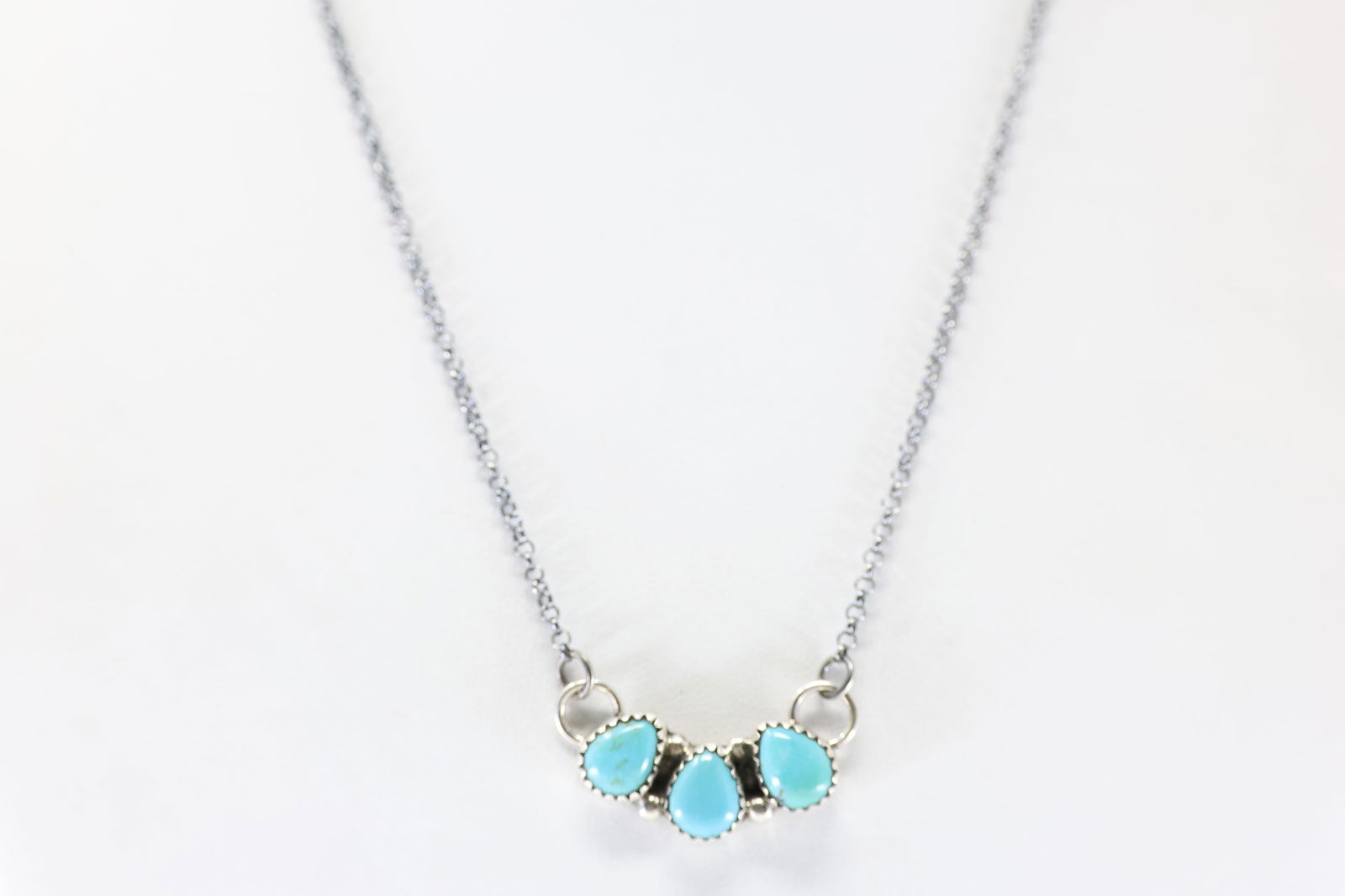 Native America Navajo Sterling Silver Turquoise Necklace By B. (1 of 4)