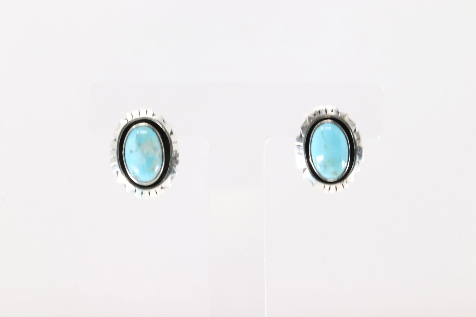 Native America Navajo Sterling Silver Turquoise Post Earring's By Amos Begay. (1 of 3)