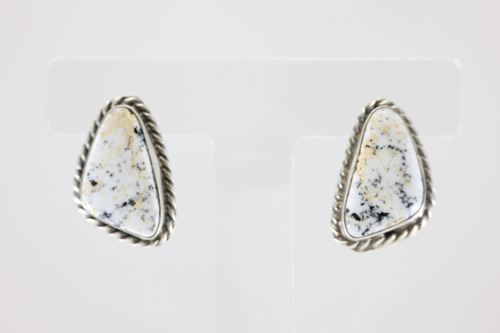 Native America Navajo Sterling Silver White Buffalo Post Earring's By Trish Largo. (1 of 4)