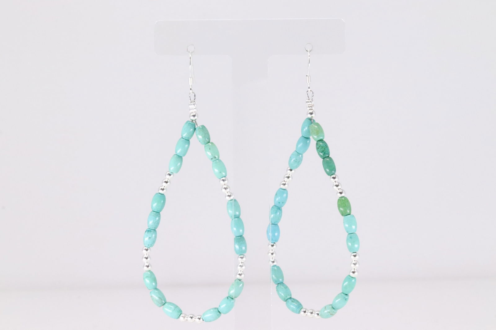 Native America Navajo Sterling Silver Pearl Beaded / Turquoise Dangling Earring's. (1 of 3)