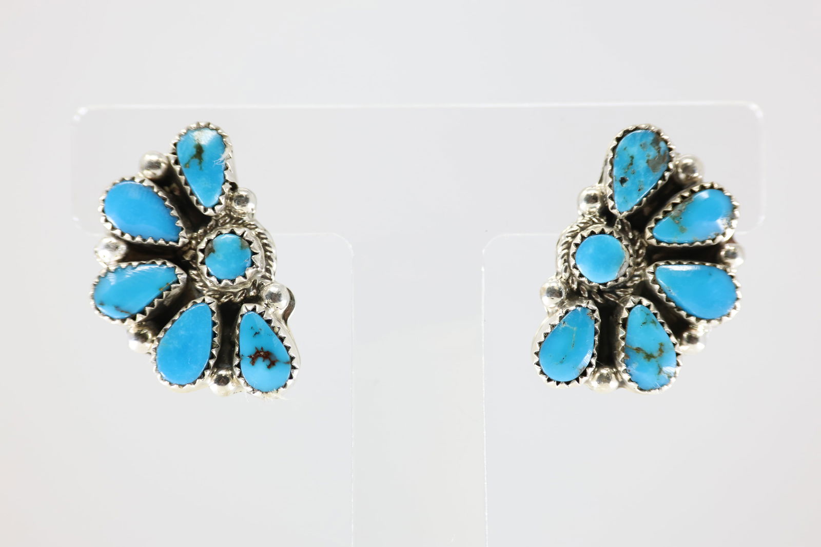 Native America Zuni Sterling Silver Turquoise Post Earring's By Alicia Wilson.: This is a Native America Zuni Sterling Silver Turquoise Post Earring's By Alicia Wilson.