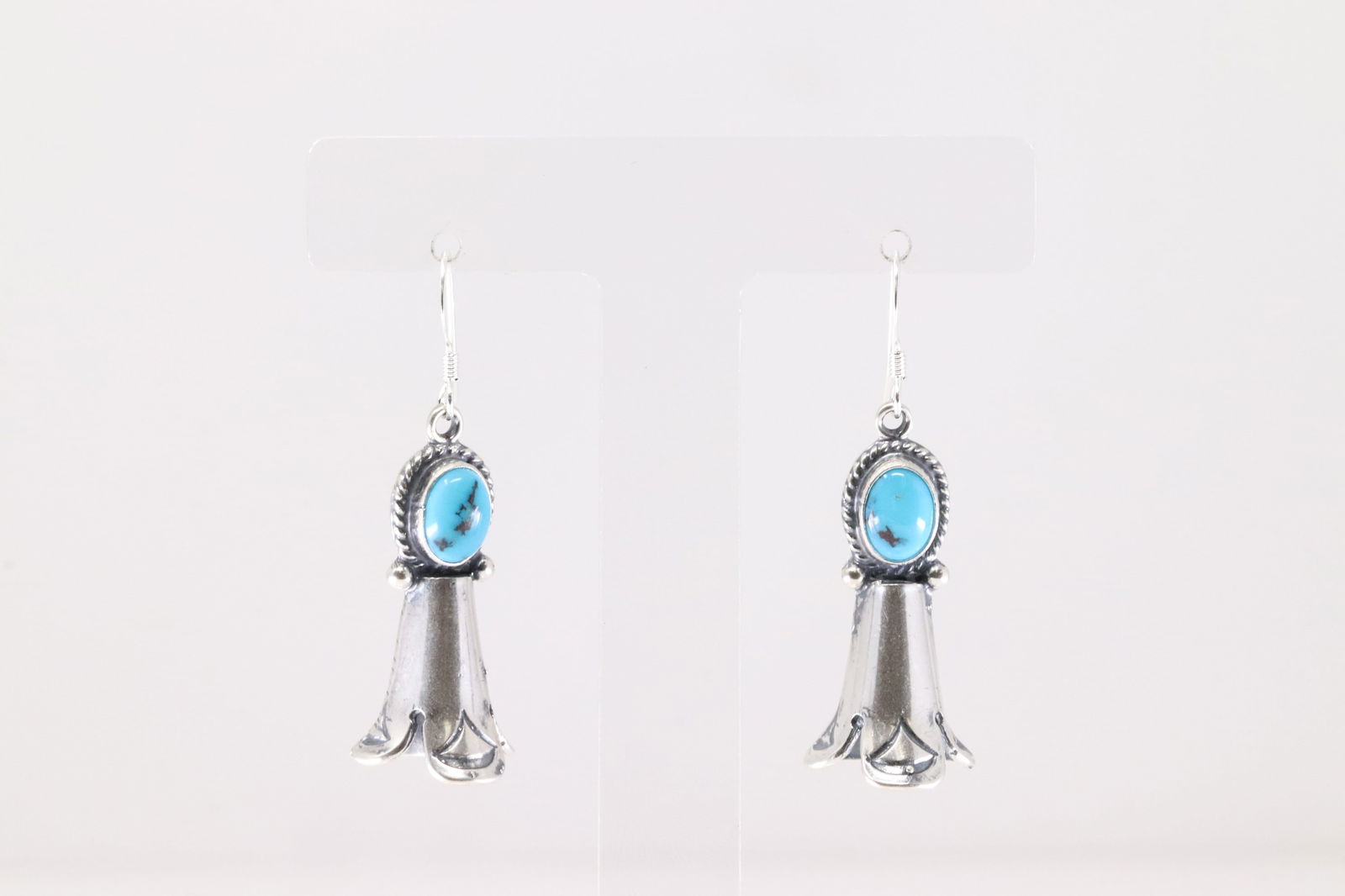 Native America Navajo Sterling Silver Turquoise Blossom Dangling Earring's By Genevieve Francisco. (1 of 4)
