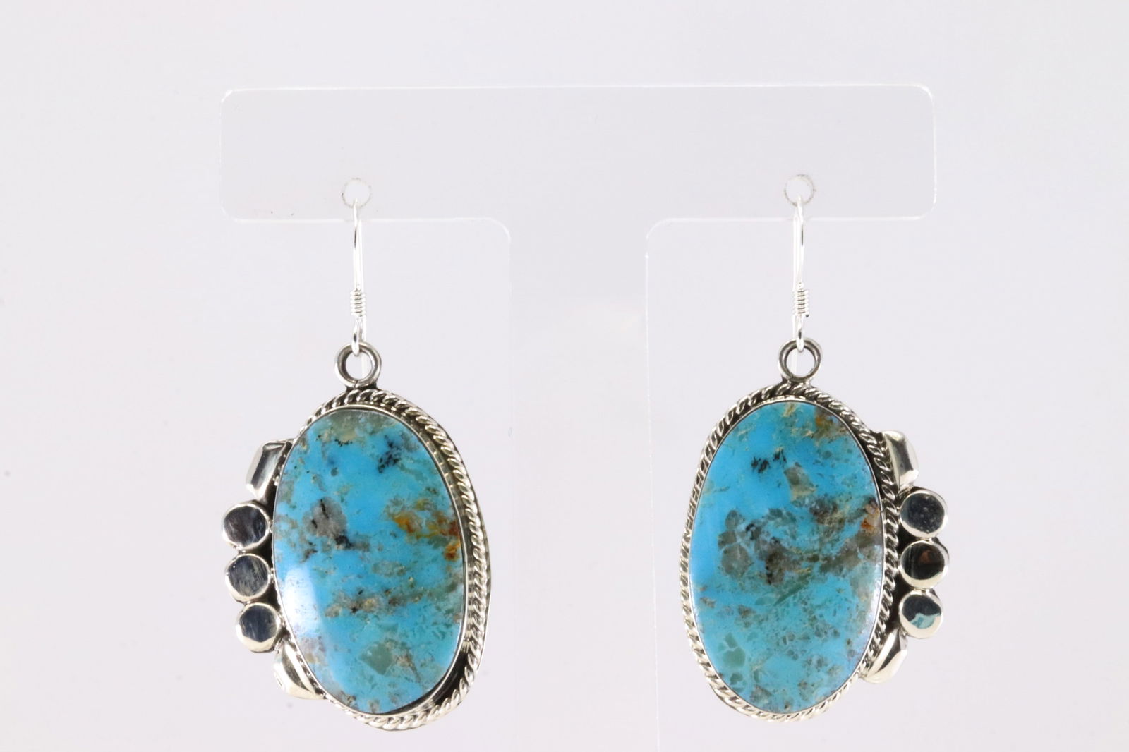 America Sterling Silver Turquoise Dangling Earring's. (1 of 4)