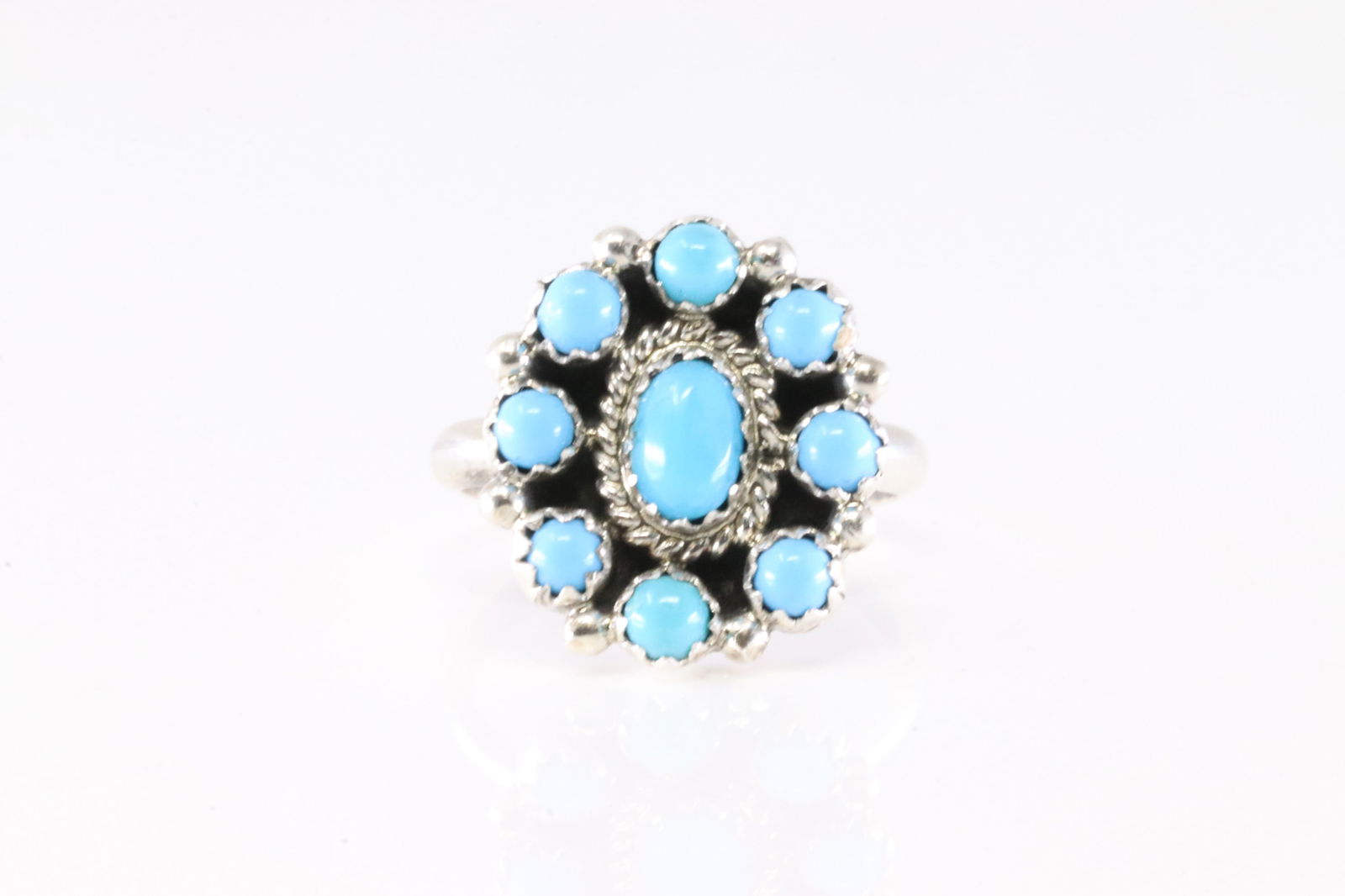 Native American Navajo Sterling Silver Turquoise Ring By N.K. (1 of 3)