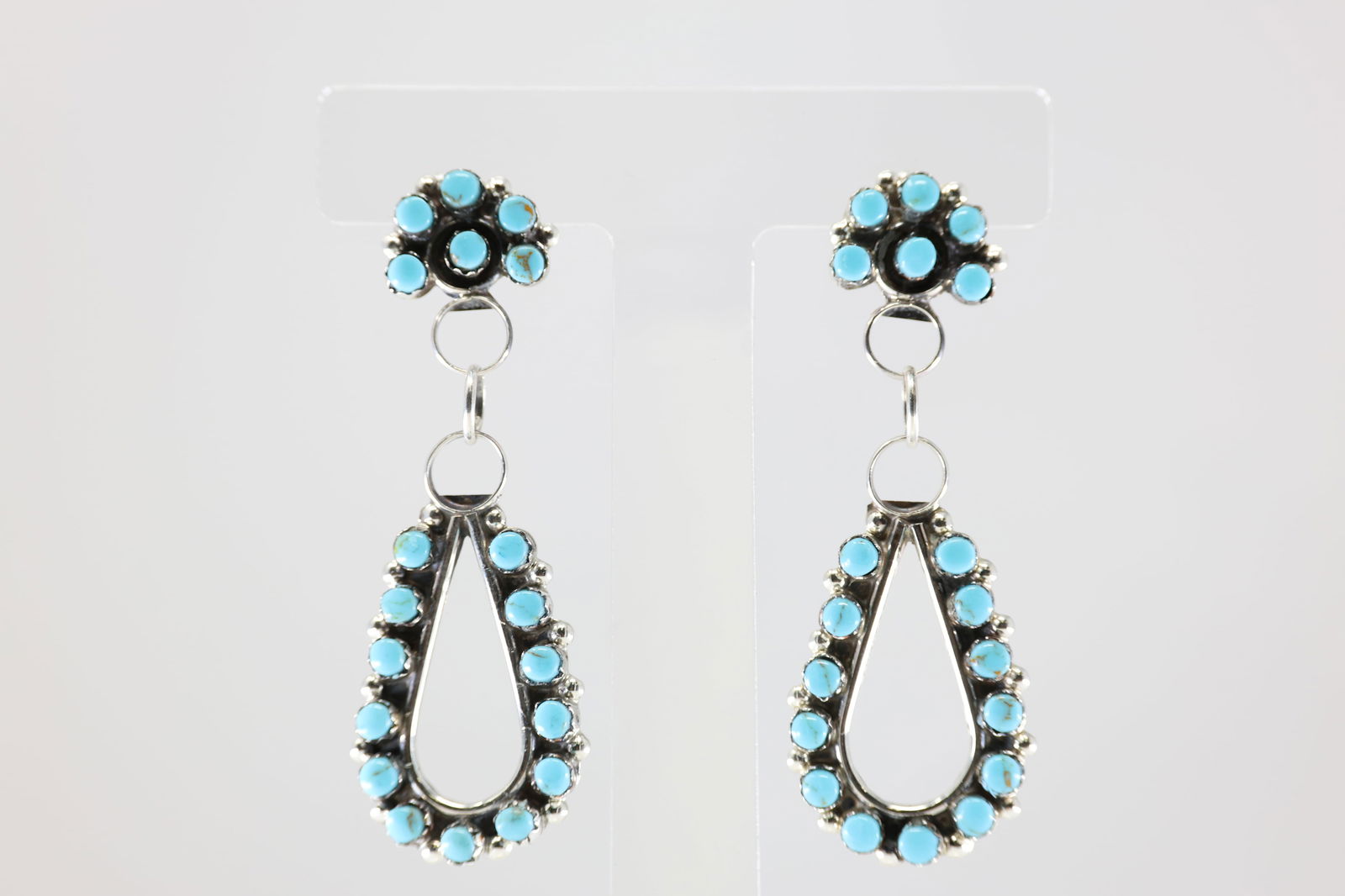 America Sterling Silver Turquoise Post / Dangling Earring's. (1 of 4)