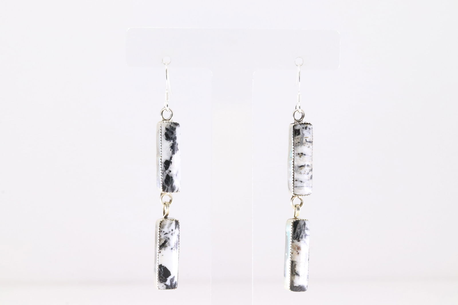 Native America Navajo Sterling Silver White Buffalo Dangling Earring's By Irvin Tsosie. From R.B (1 of 4)