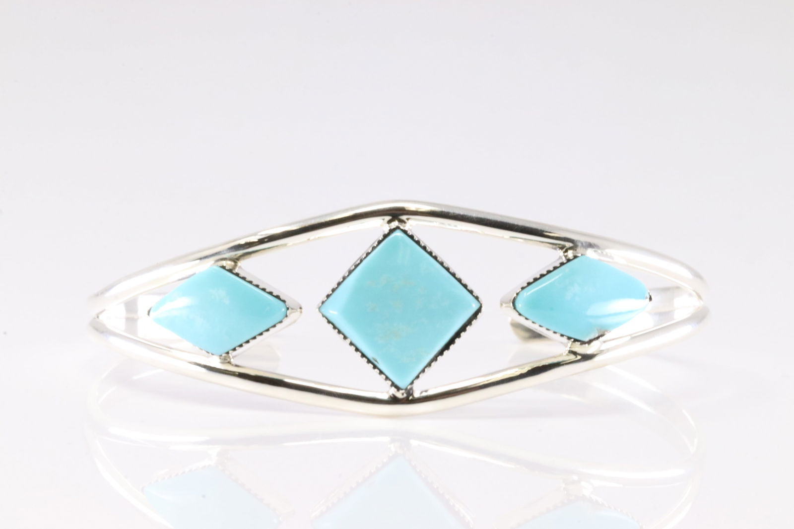 Native America Navajo Sterling Silver Turquoise Bracelet Cuff By Helen Barbone. (1 of 4)