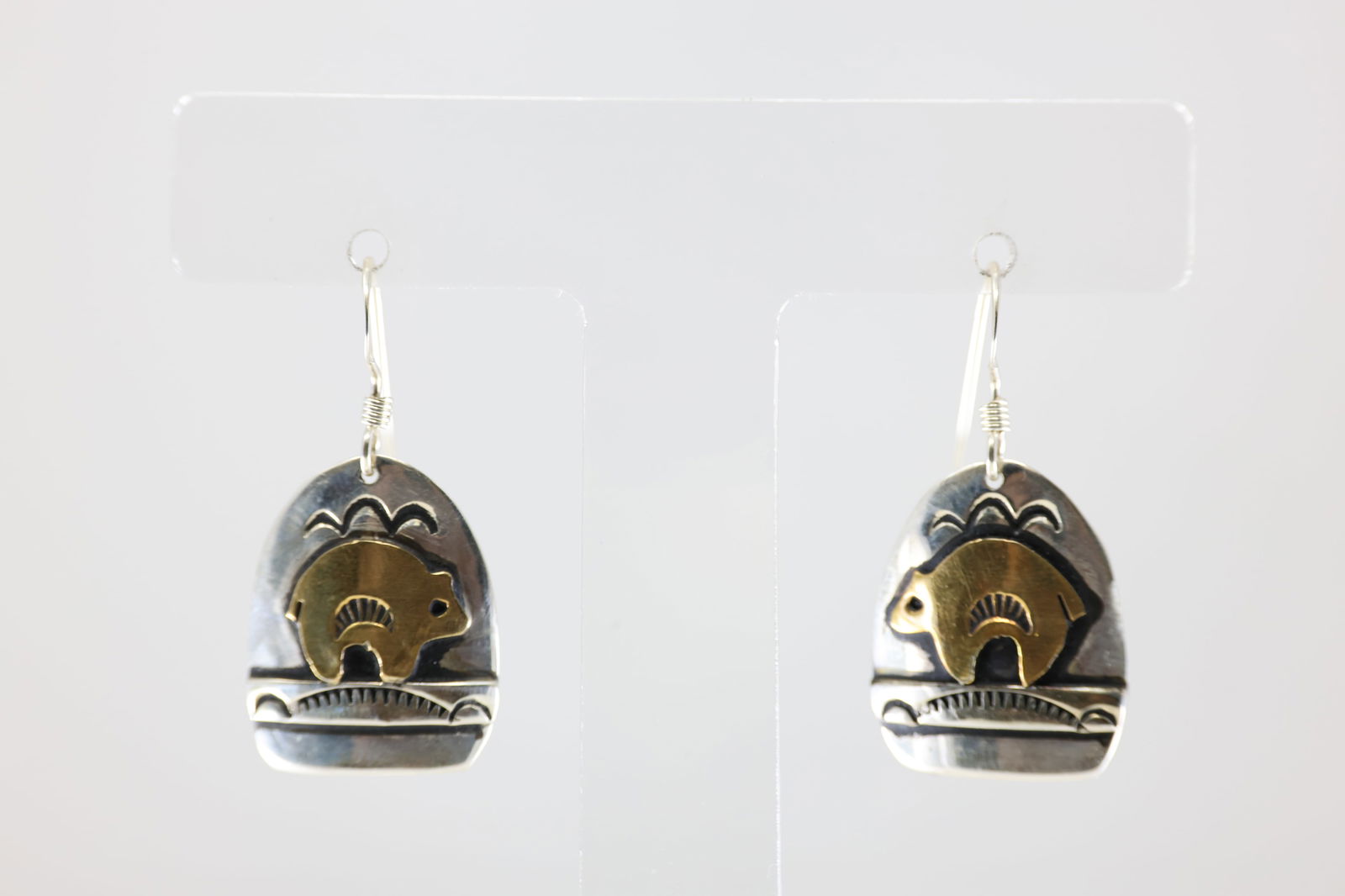 Native America Navajo Sterling Silver Stamp Dangling Earring's By T&R Singer. (1 of 3)