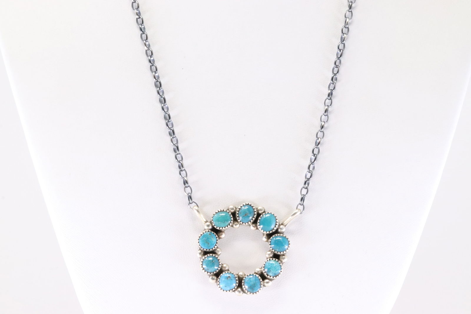 Native America Navajo Sterling Silver Turquoise Necklace By B. (1 of 4)