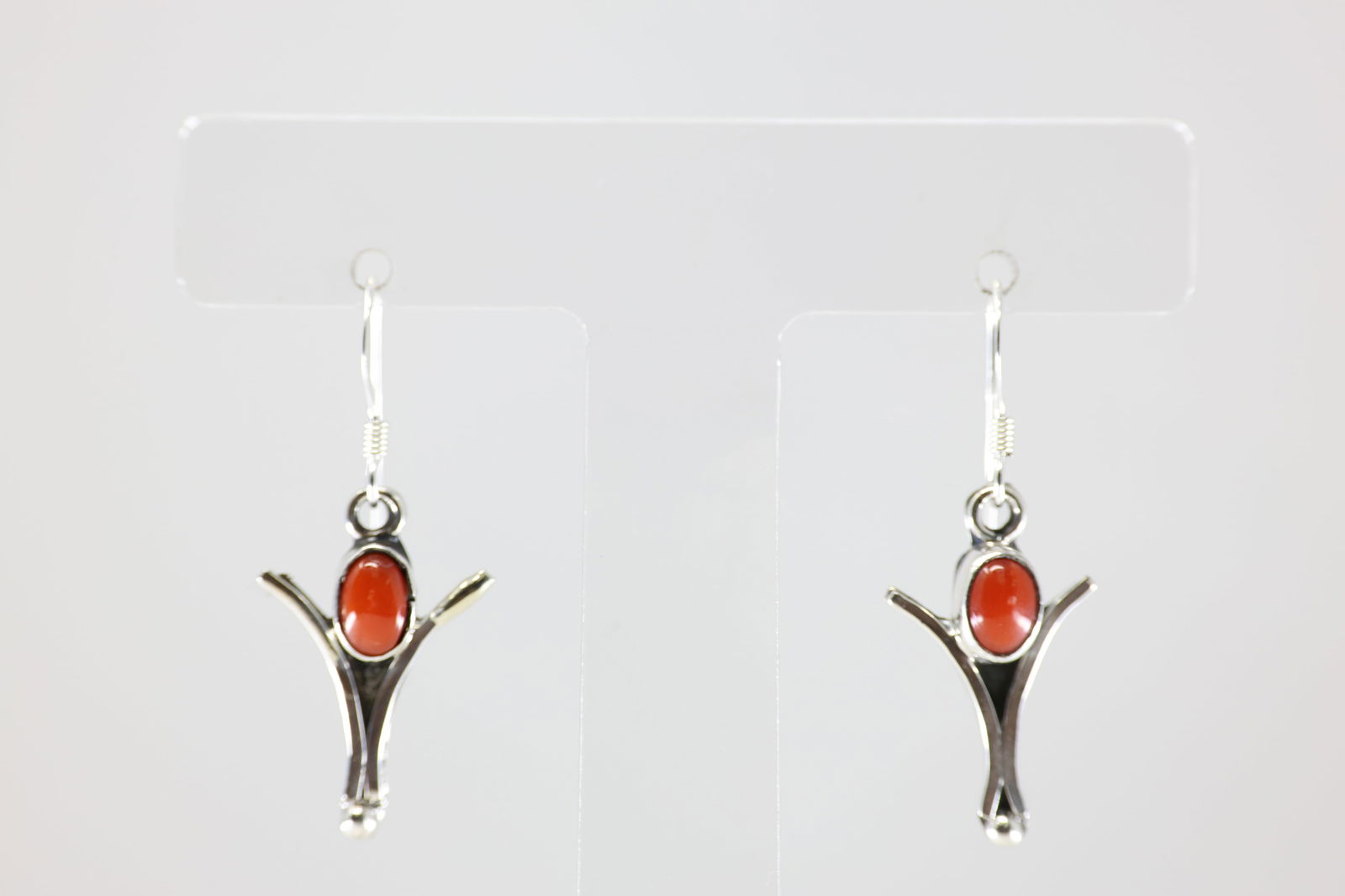 America Sterling Silver Coral Dangling Earring's. (1 of 3)